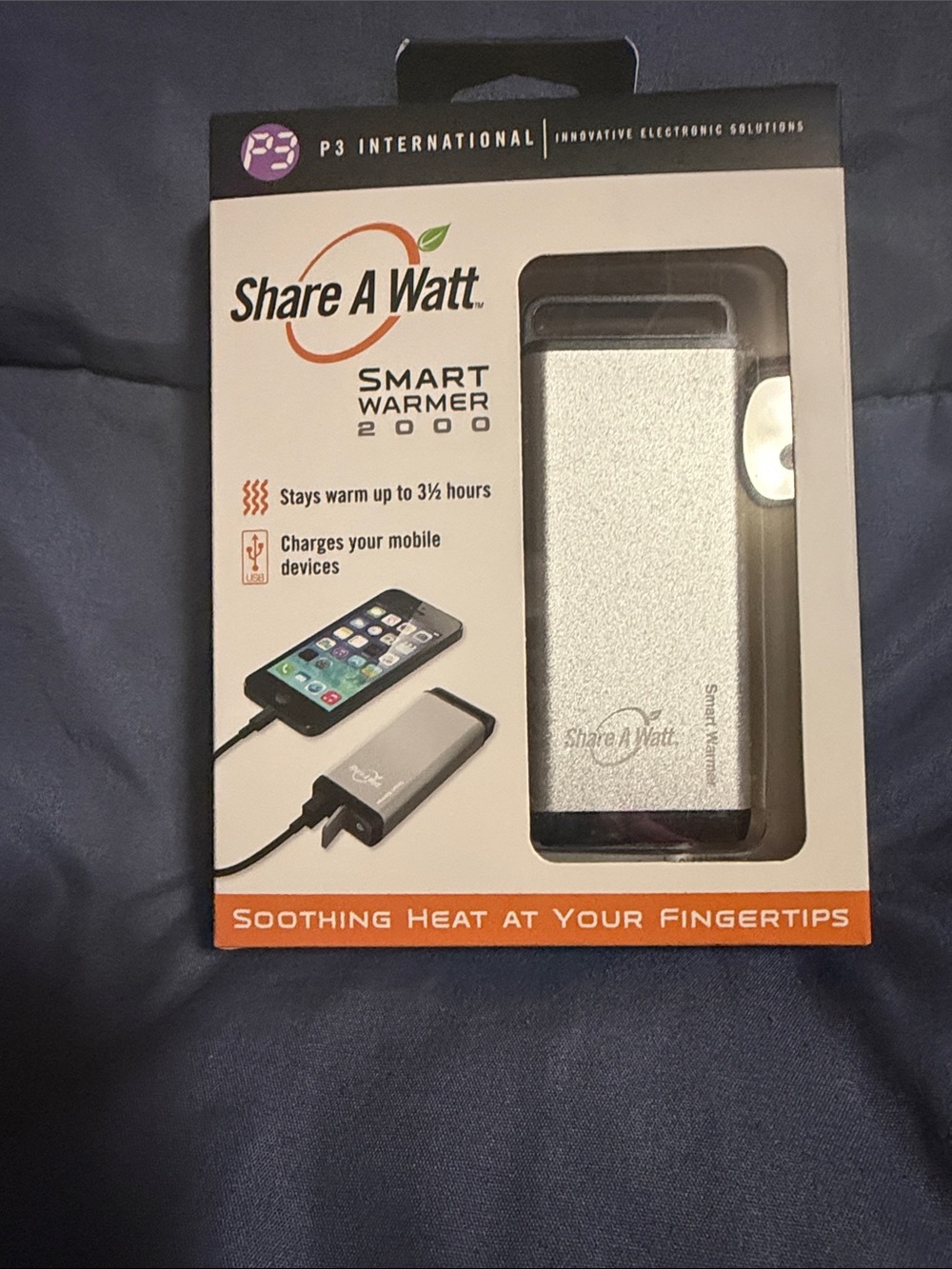 Silver Smart Warmer 2000 – Portable Phone Warmer & Charger